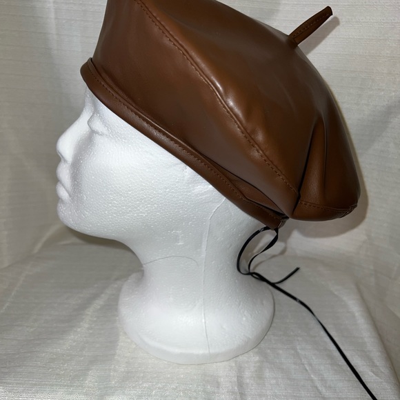 Brown Faux Leather Tam - Picture 2 of 3
